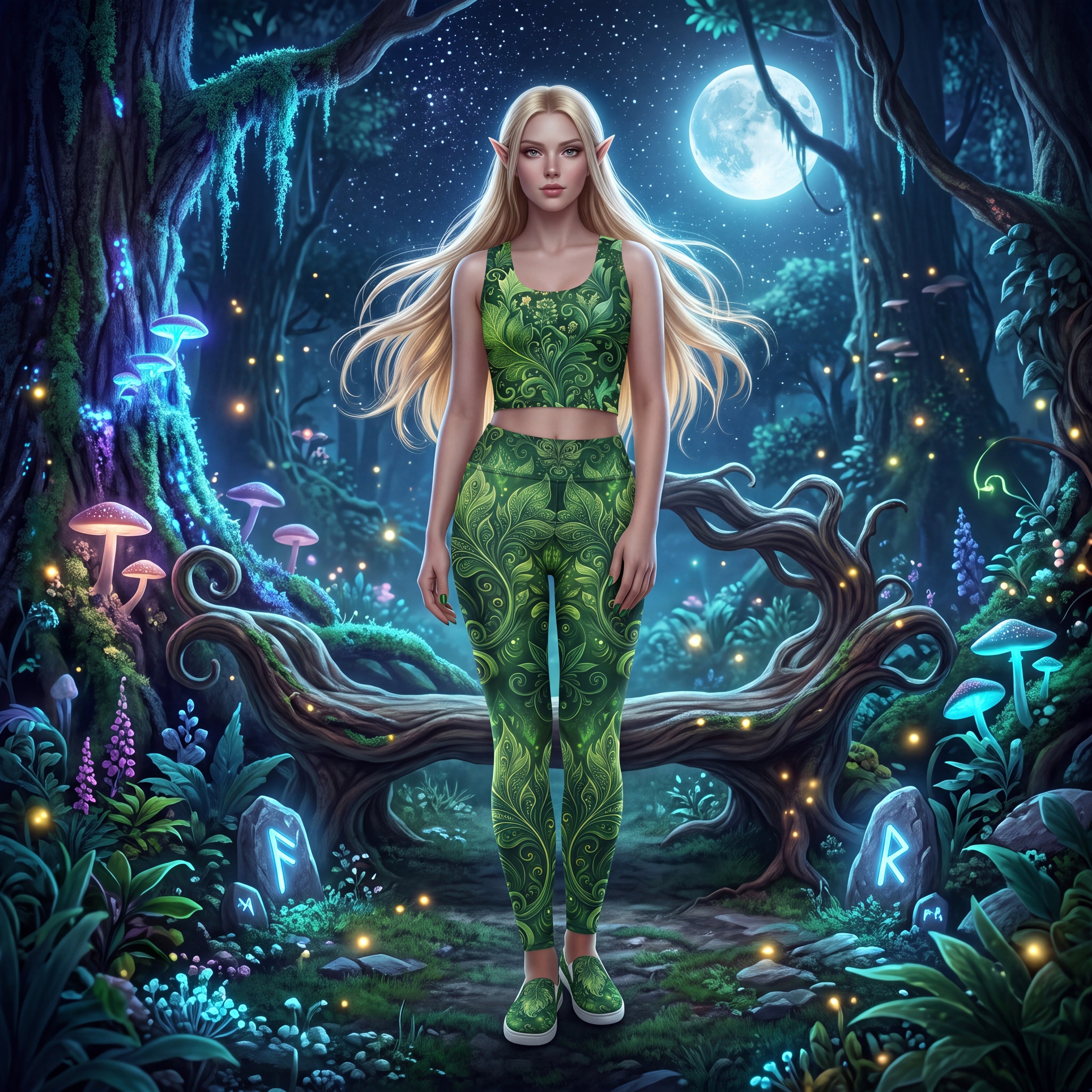 Forest Elf Crop Top | Magical Green Leaves
