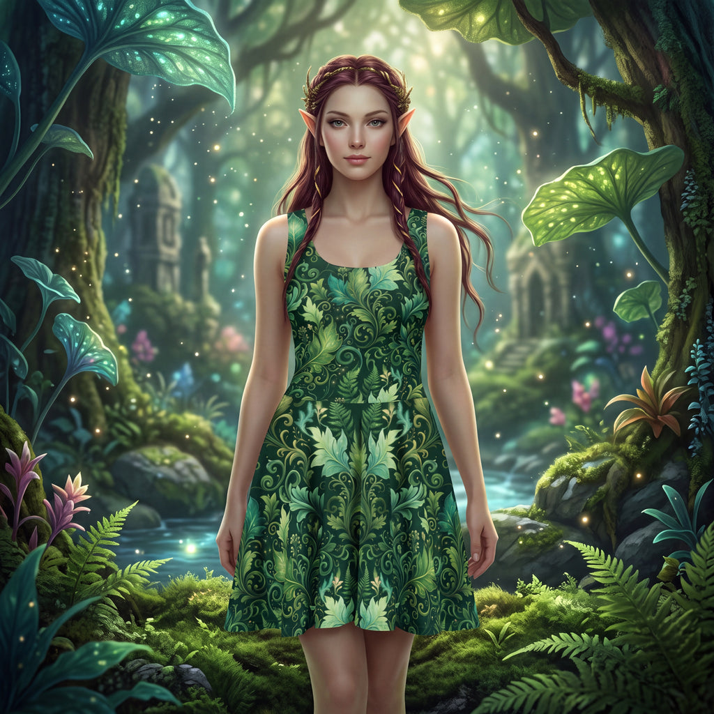 Forest Fairy Skater Dress – Green Woodland Fantasy Dress