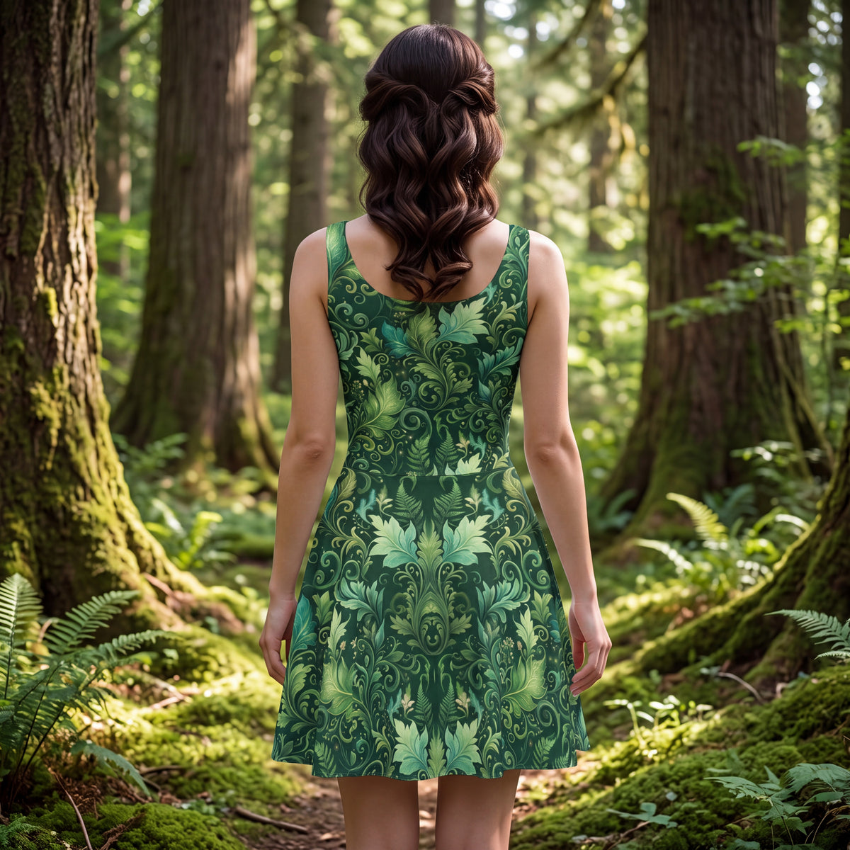 Forest Fairy Skater Dress – Green Woodland Fantasy Dress