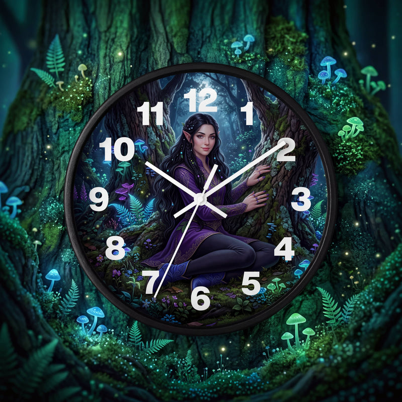 PHONE-CASE Enchanted Forest 10 Inch Wall Clock | Magical Elf Woodland Art