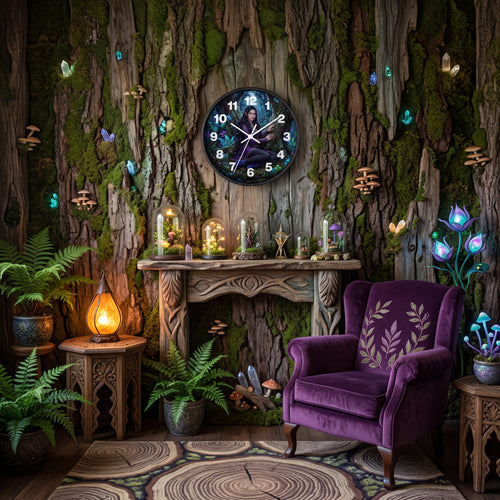 Enchanted Forest 10 Inch Wall Clock | Magical Elf Woodland Art
