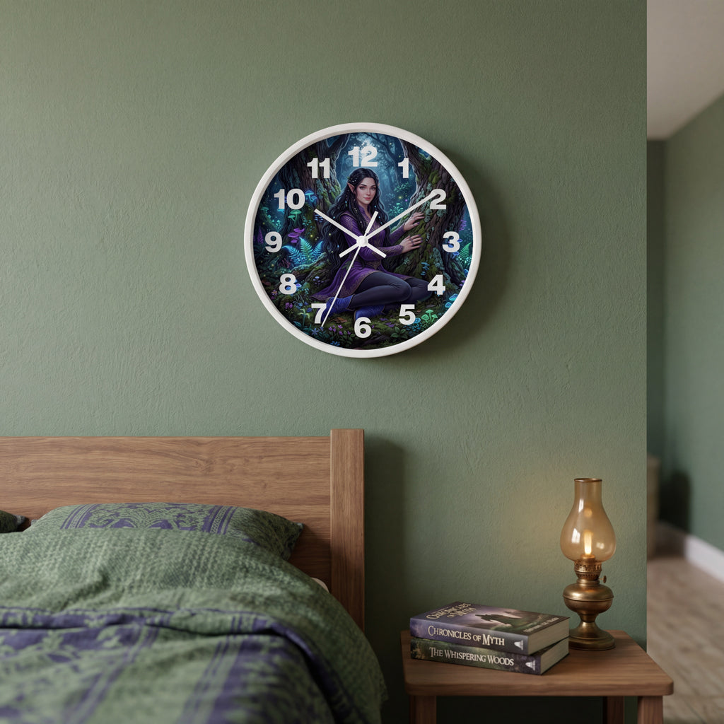 Enchanted Forest 10 Inch Wall Clock | Magical Elf Woodland Art