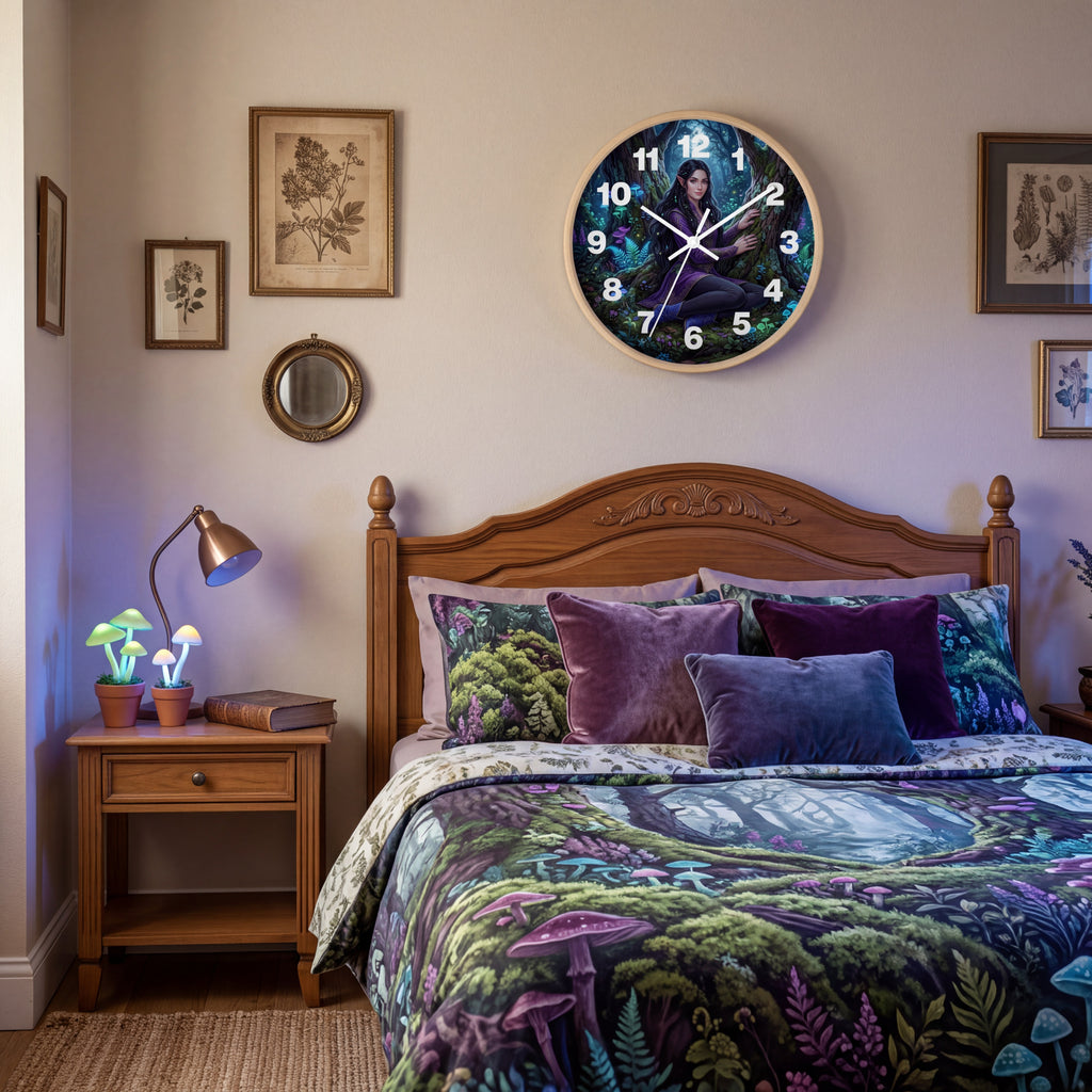 Enchanted Forest 10 Inch Wall Clock | Magical Elf Woodland Art