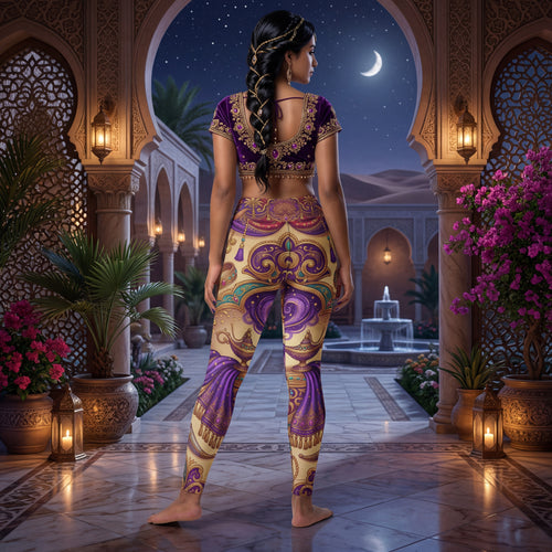 Wüsten-Yoga-Leggings | Dschinni-Mädchen & Magische Lampe Fantasie | High-Waist Activewear