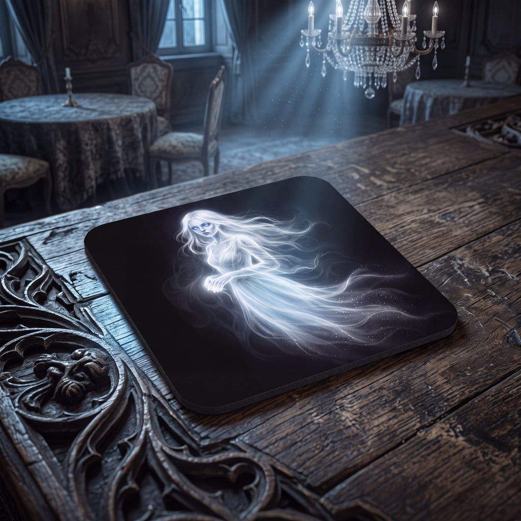 Ghost Woman Coaster – Spooky Halloween Drink Mat