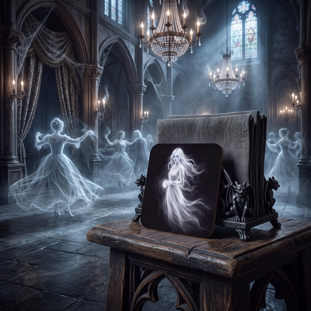 Ghost Woman Coaster – Spooky Halloween Drink Mat