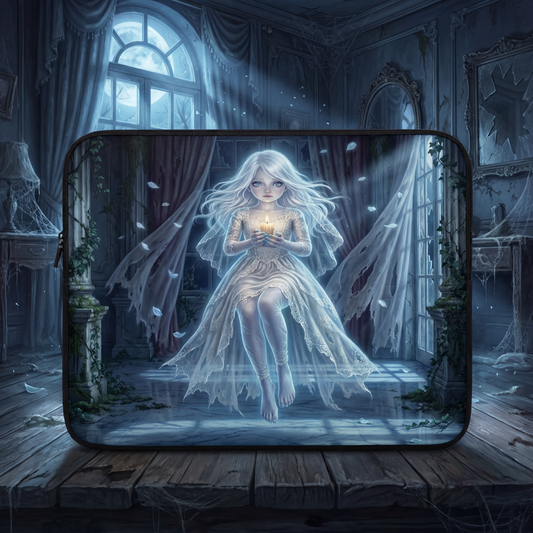 Spooky Ghost Girl Laptop Sleeve | Moonlit Gothic Aesthetic | Neoprene Case (13” / 15”)