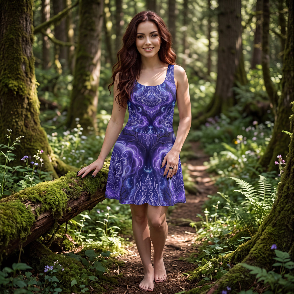 Gothic Moon Skater Dress | Purple Fantasy Aesthetic