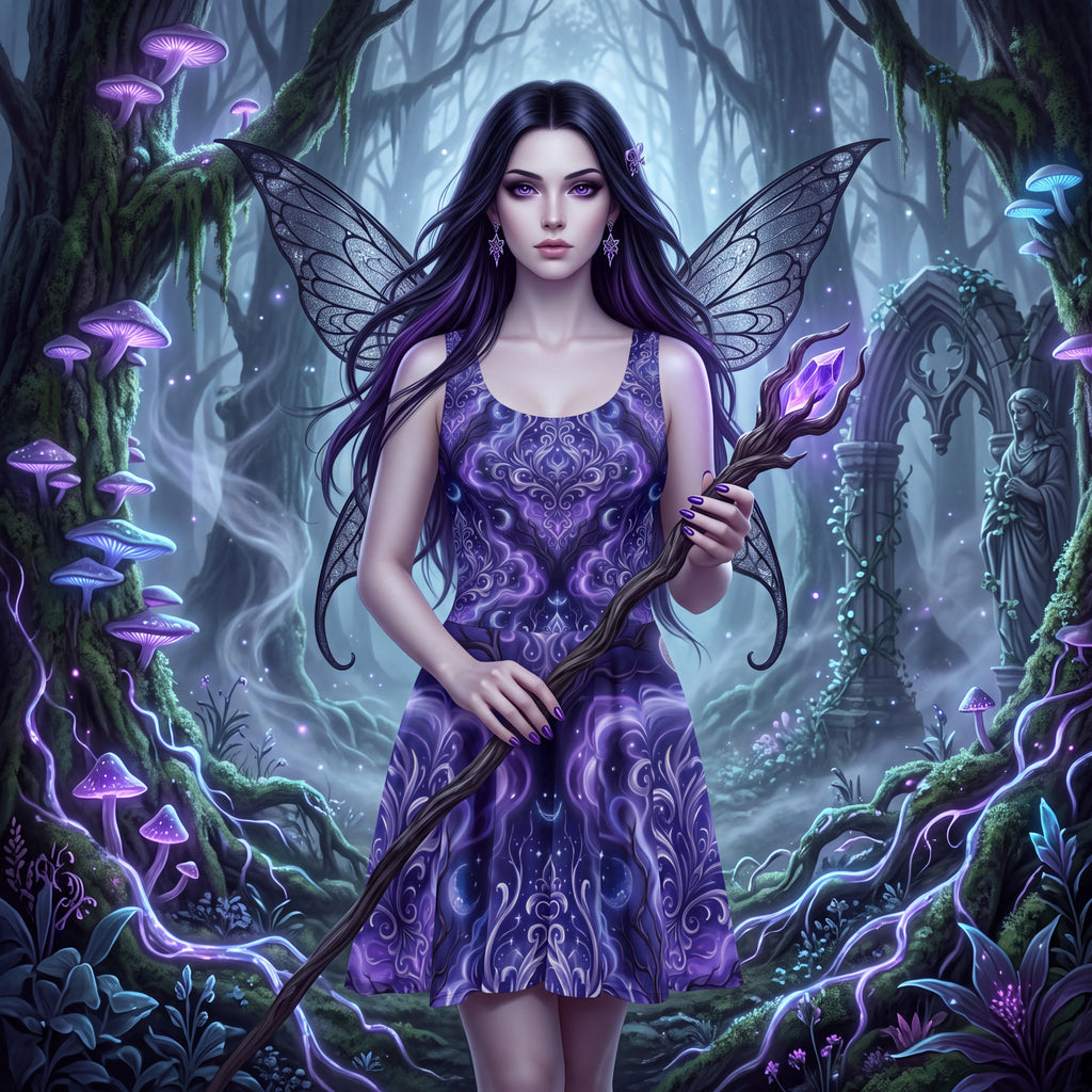 Gothic Moon Skater Dress | Purple Fantasy Aesthetic