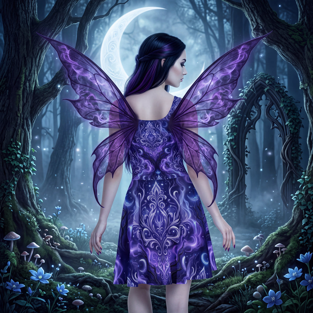 Gothic Moon Skater Dress | Purple Fantasy Aesthetic