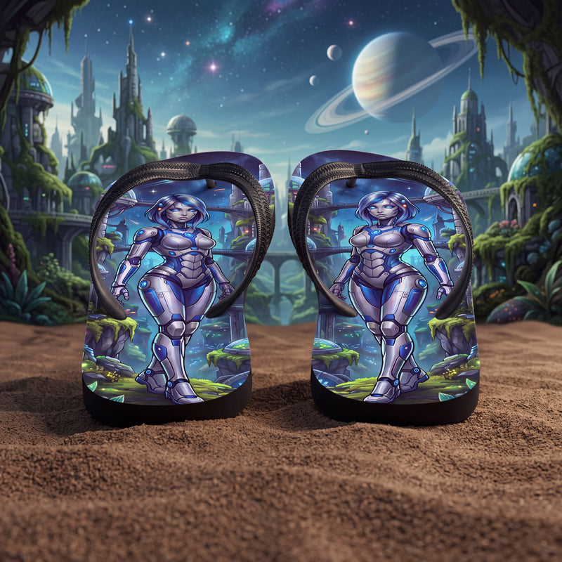 Robot Girl Flip Flops – Futuristic Sci-Fi Gynoid Sandals
