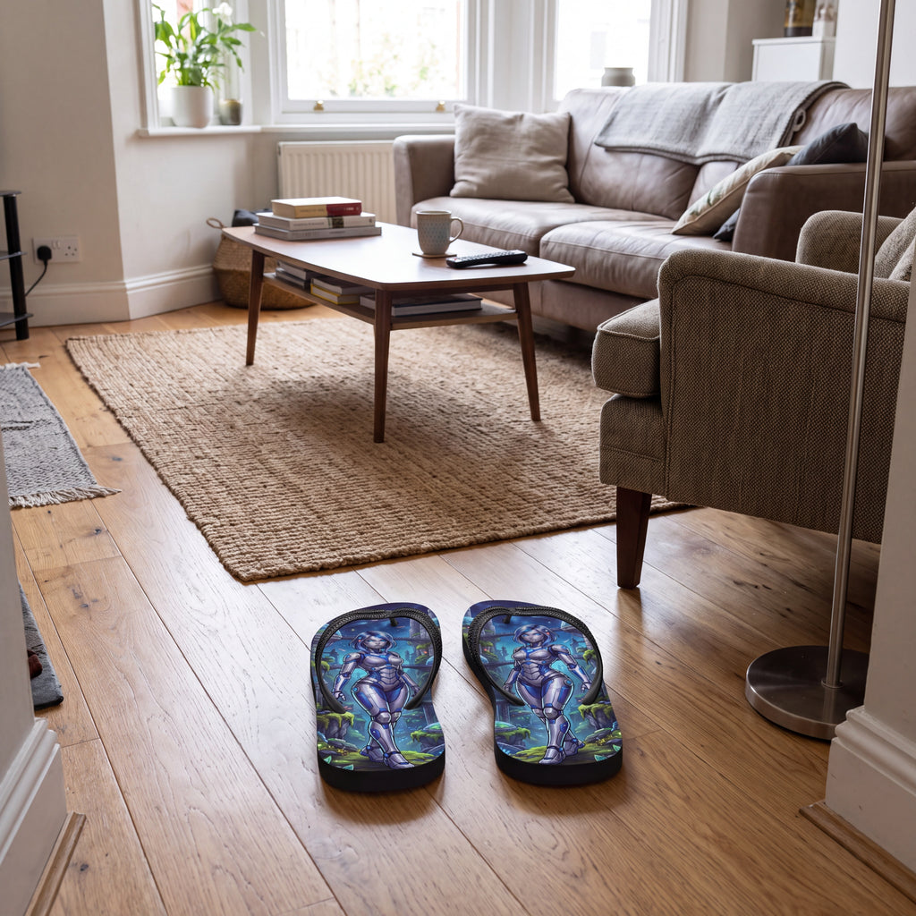 Robot Girl Flip Flops – Futuristic Sci-Fi Gynoid Sandals