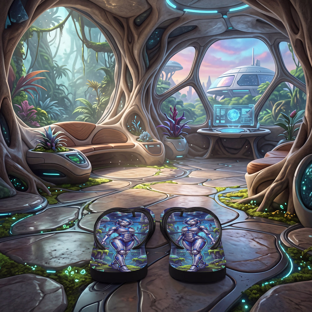 Robot Girl Flip Flops – Futuristic Sci-Fi Gynoid Sandals