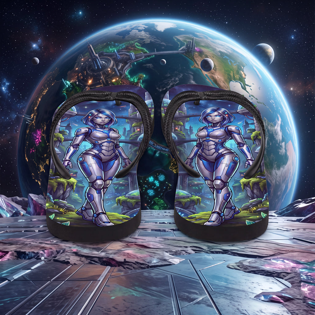 Robot Girl Flip Flops – Futuristic Sci-Fi Gynoid Sandals