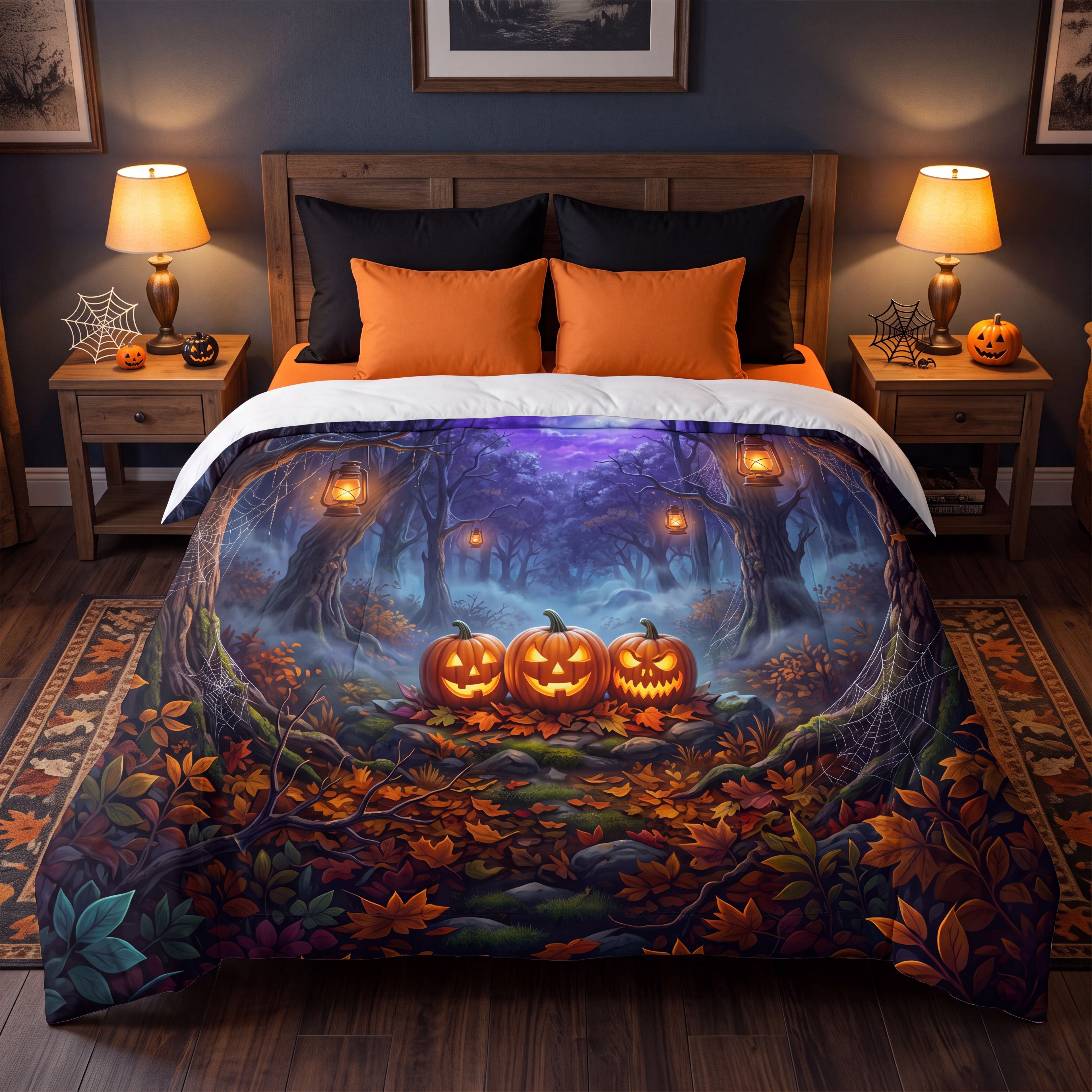 Halloween Comforter | Moonlit Forest Jack-o’-Lantern Bedding