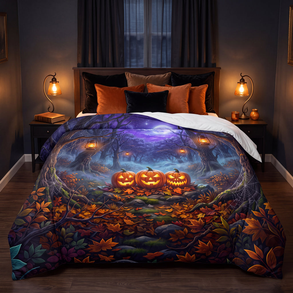 Halloween Comforter | Moonlit Forest Jack-o’-Lantern Bedding