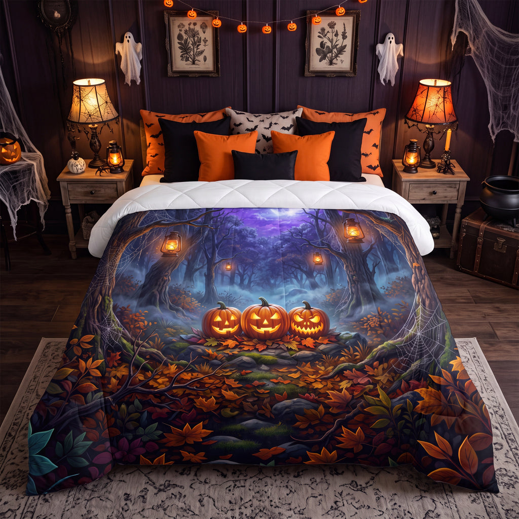 Halloween Comforter | Moonlit Forest Jack-o’-Lantern Bedding