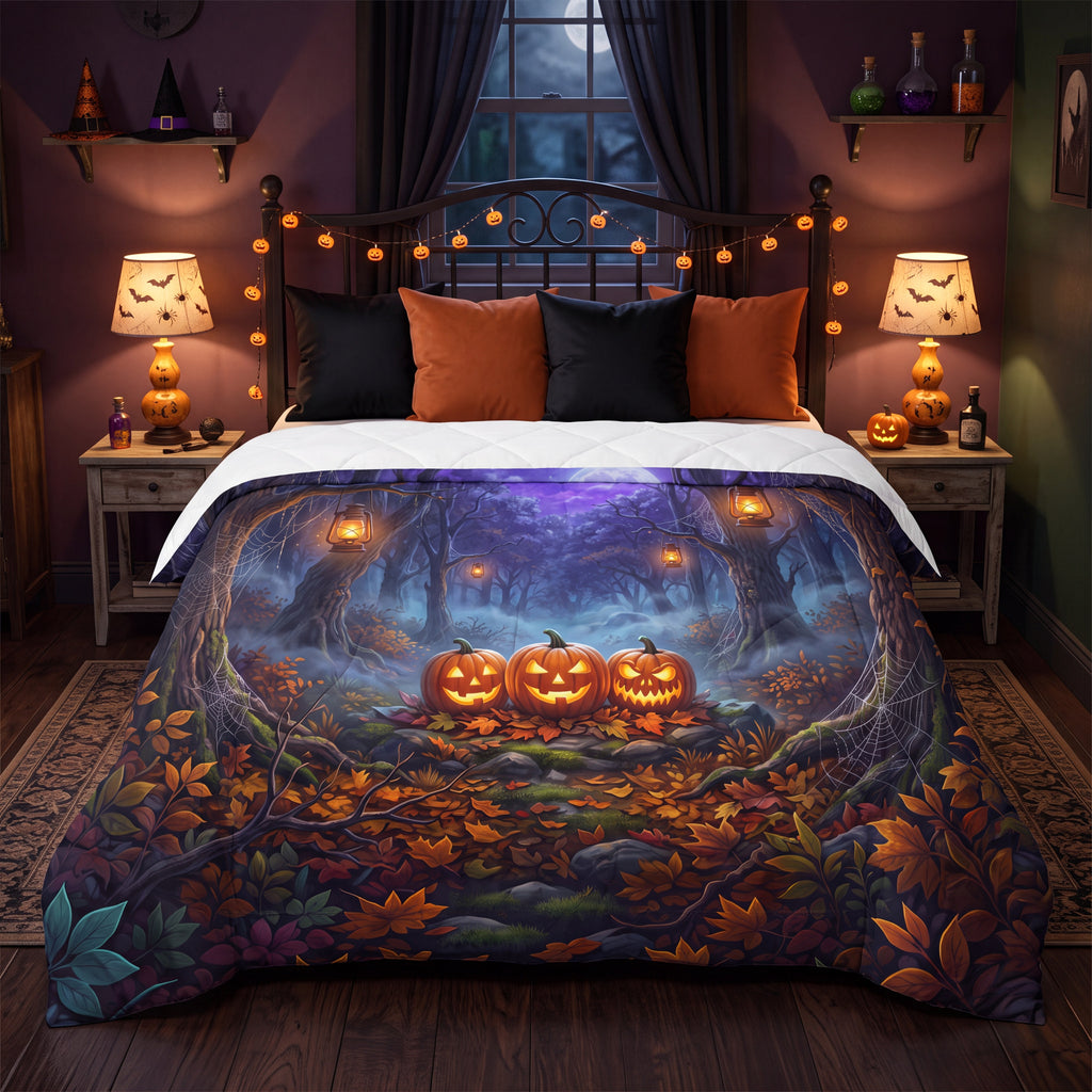 Halloween Comforter | Moonlit Forest Jack-o’-Lantern Bedding