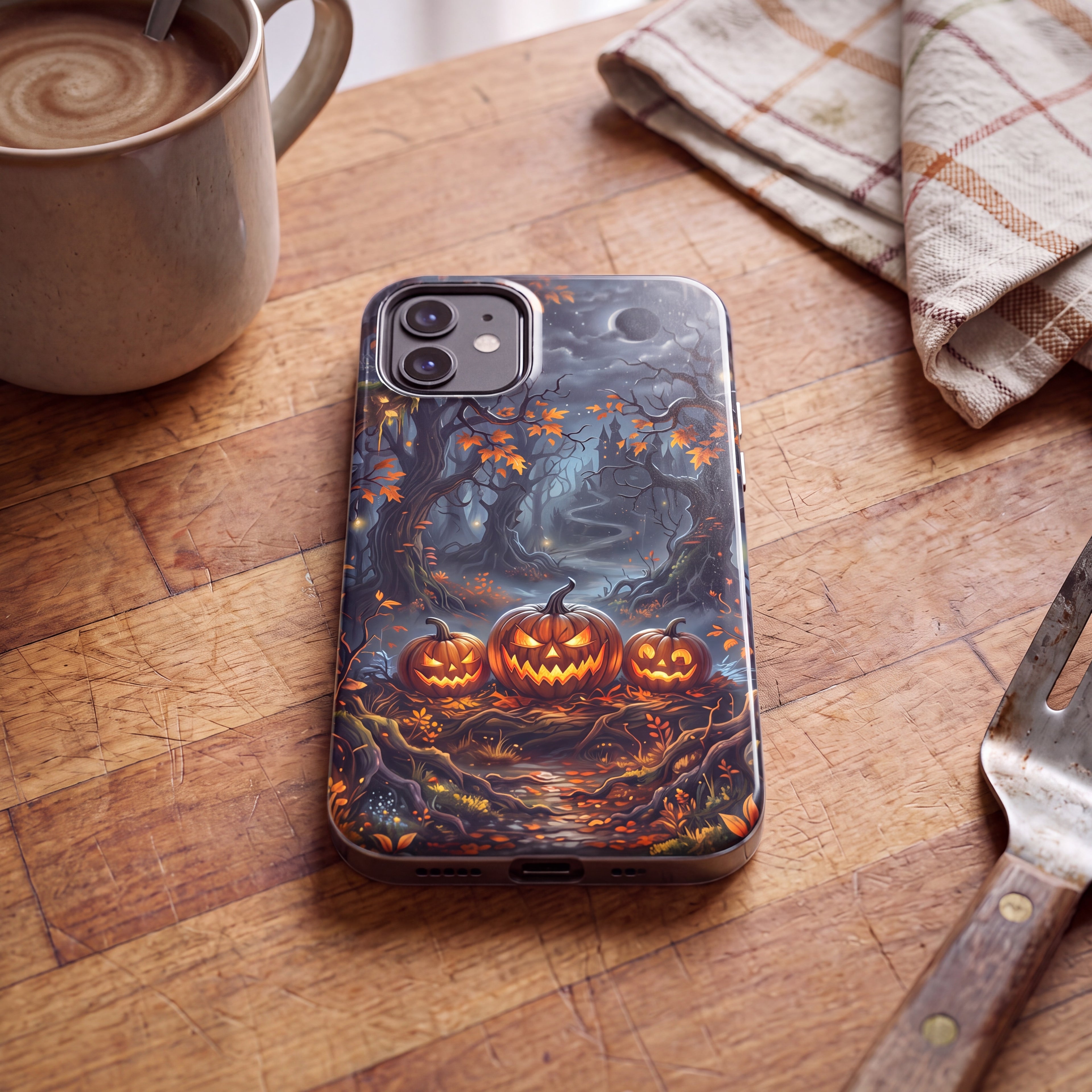 Halloween iPhone Tough Case | Jack O' Lantern Haunted Forest | Spooky Phone Cover