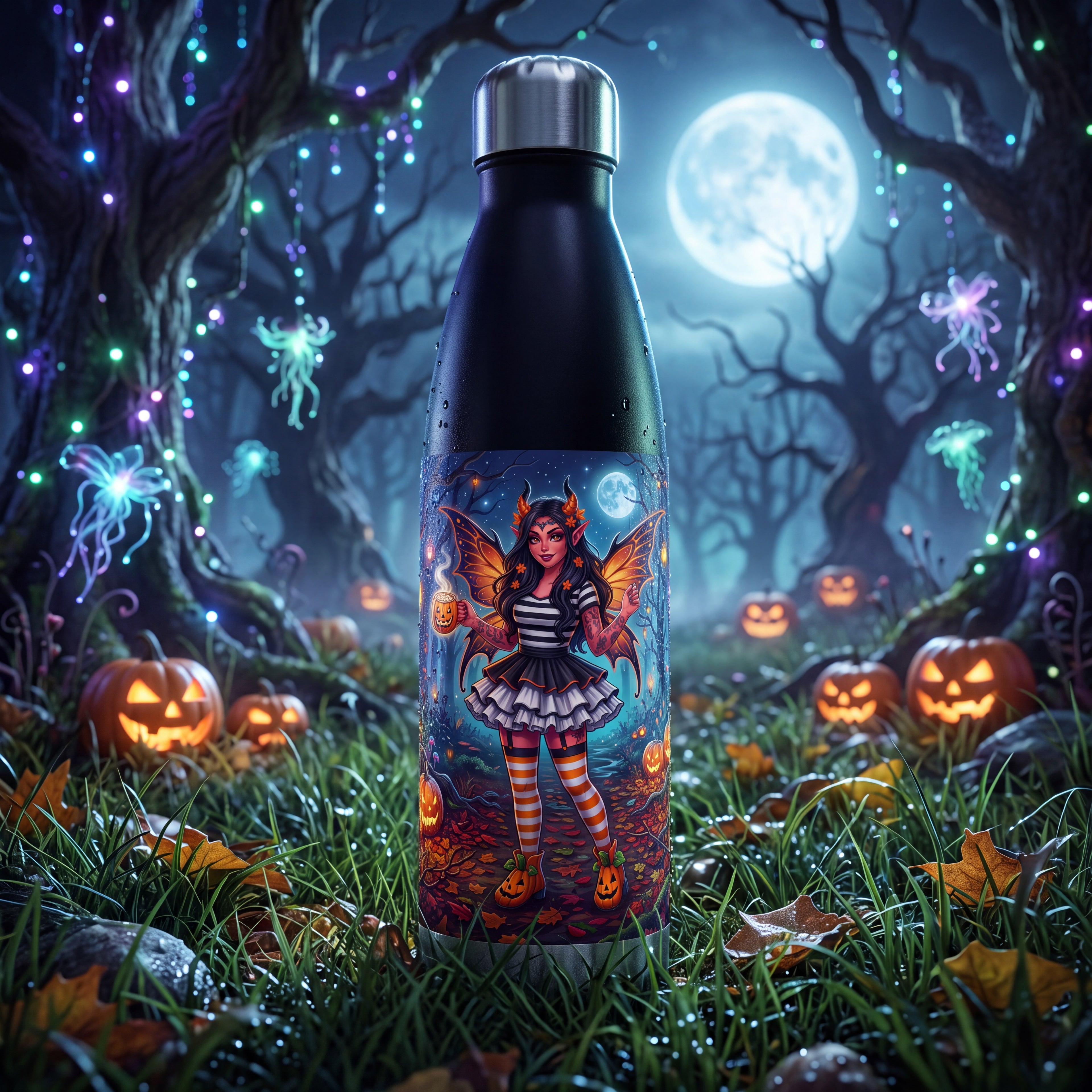 Halloween Fairy Water Bottle – Pumpkin Forest Stainless Steel Bottle