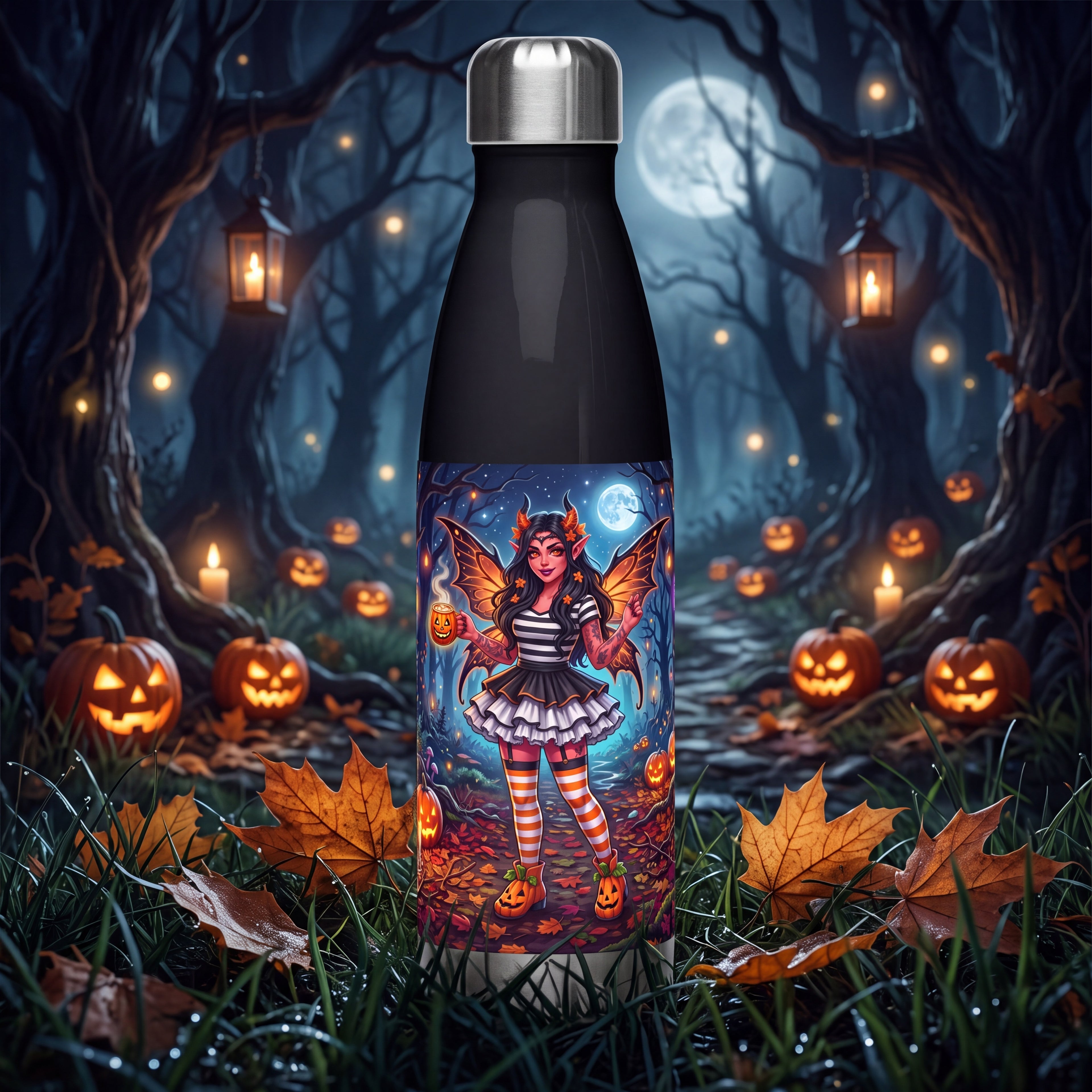 Halloween Fairy Water Bottle – Pumpkin Forest Stainless Steel Bottle