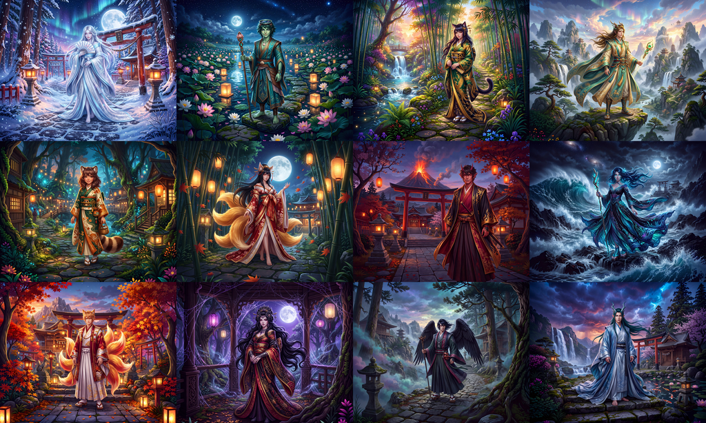 Mystical Beings of Japan 2027 Wall Calendar – Japanese Yokai, Kitsune, Oni & Folklore Fantasy Art