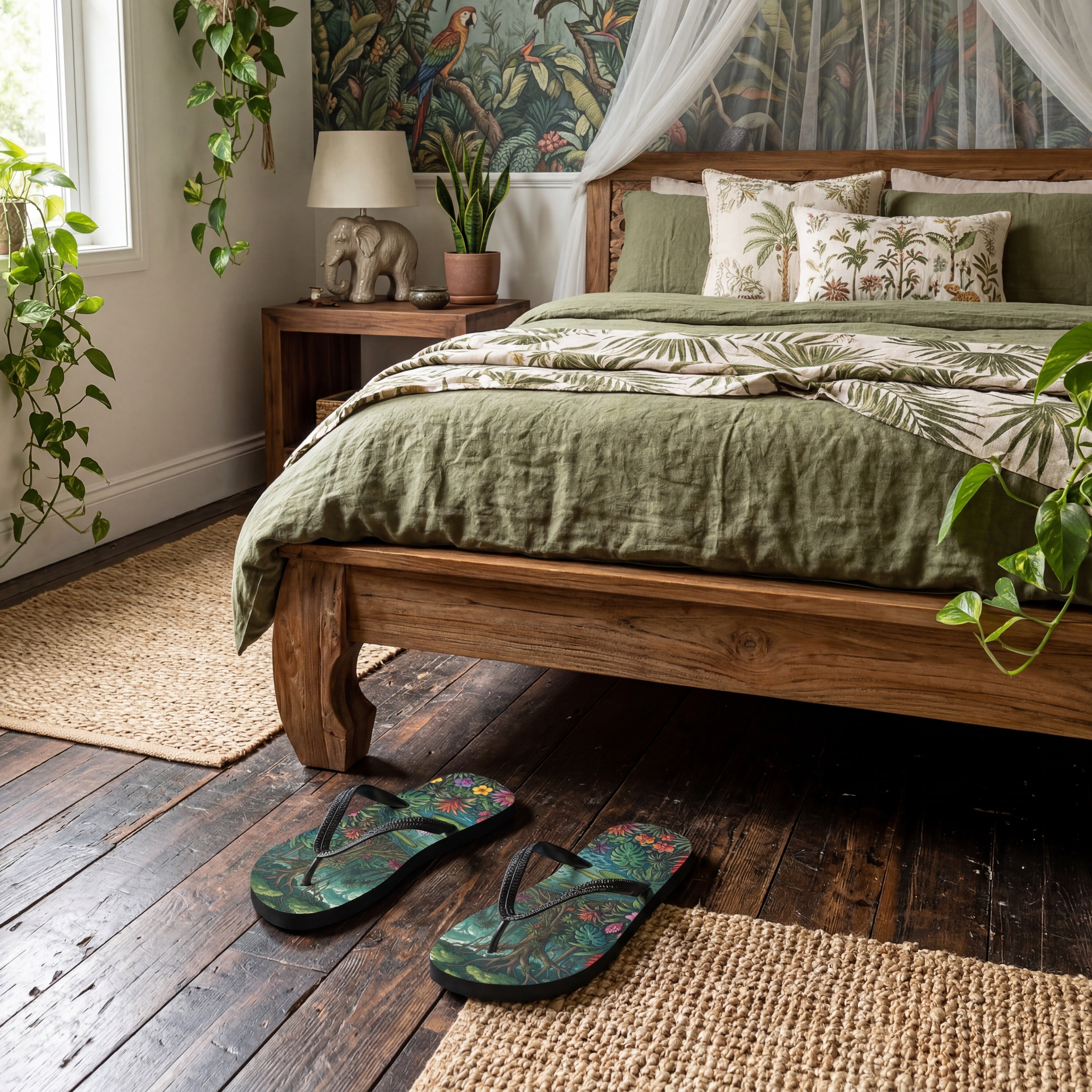 Jungle Flip Flops | Tropischer Regenwald-Lagunen-Sublimationssandalen