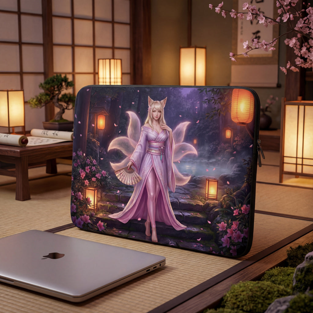 キツネ狐少女ノートパソコン用スリーブ｜日本ファンタジーアート｜ネオプレンケース（13インチ／15インチ）