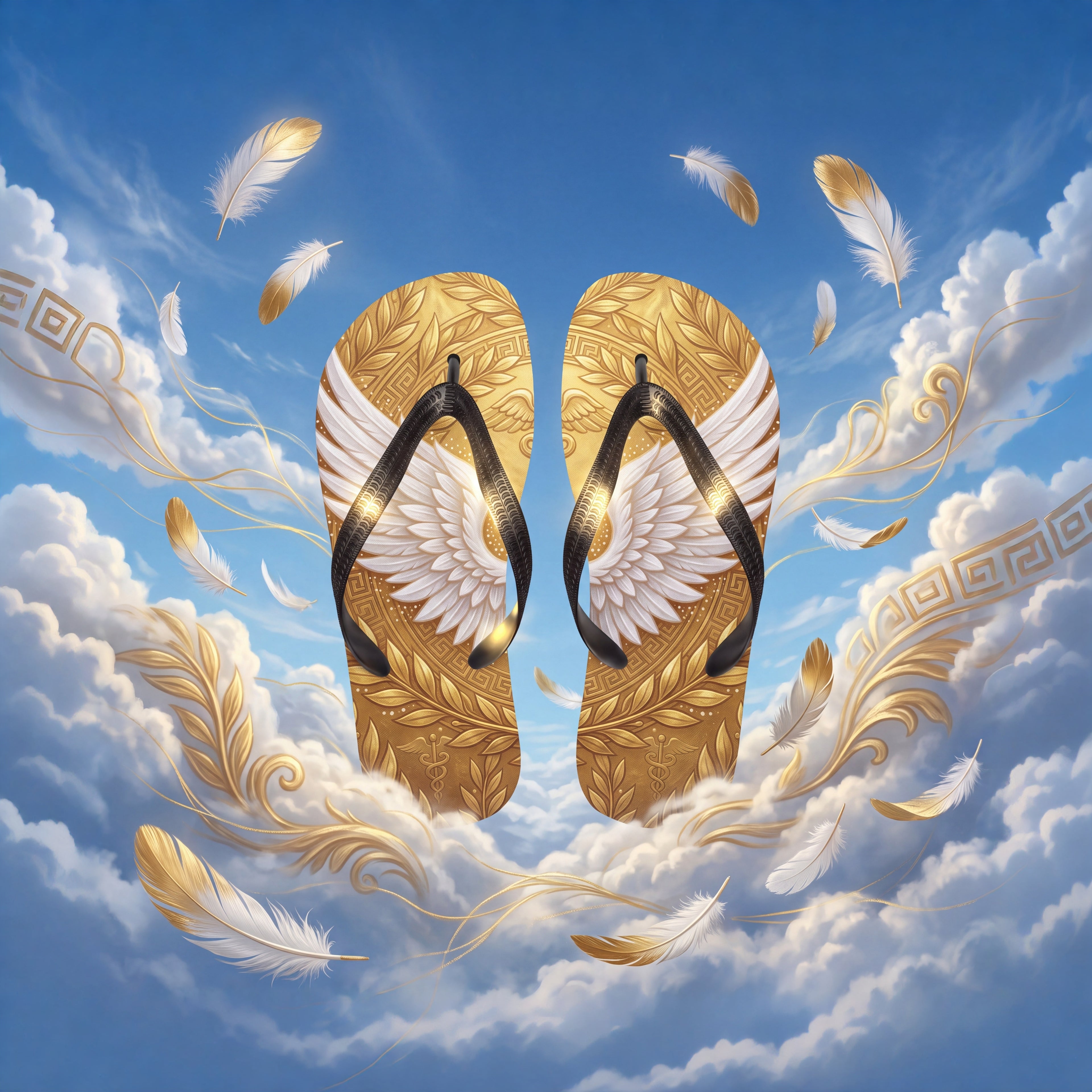 Greek Mythology Flip Flops | Gold Winged Messenger Sandals