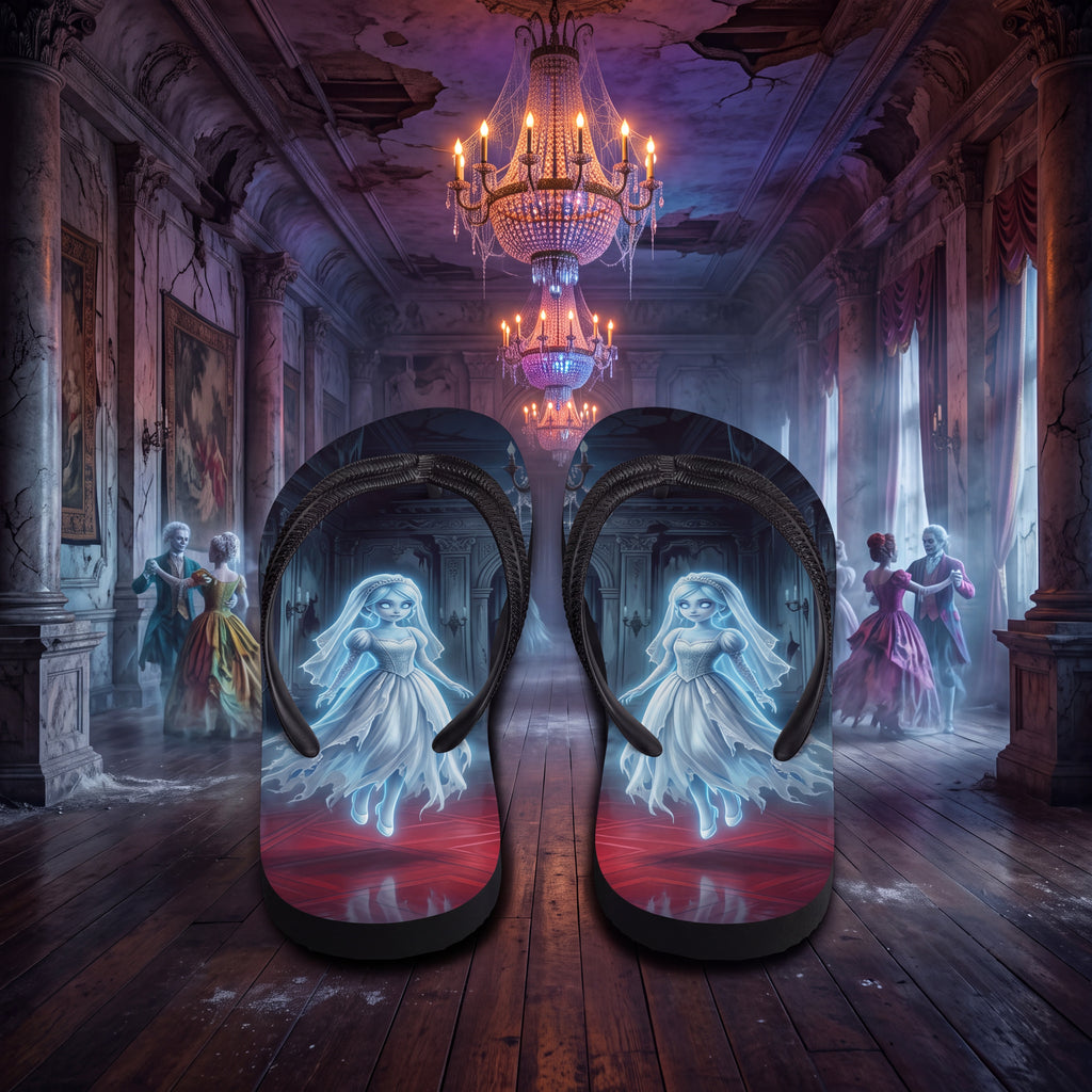Ghost Bride Flip Flops | Haunted Ballroom Gothic Halloween Sandals