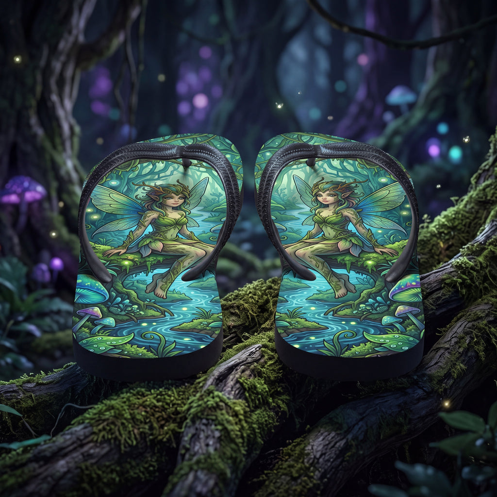 Fae Forest Flip Flops | Enchanted Fairycore Mushroom Woodland Sandals
