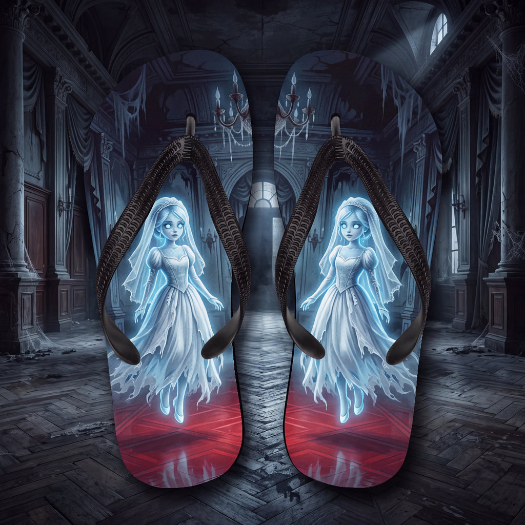 Ghost Bride Flip Flops | Haunted Ballroom Gothic Halloween Sandals
