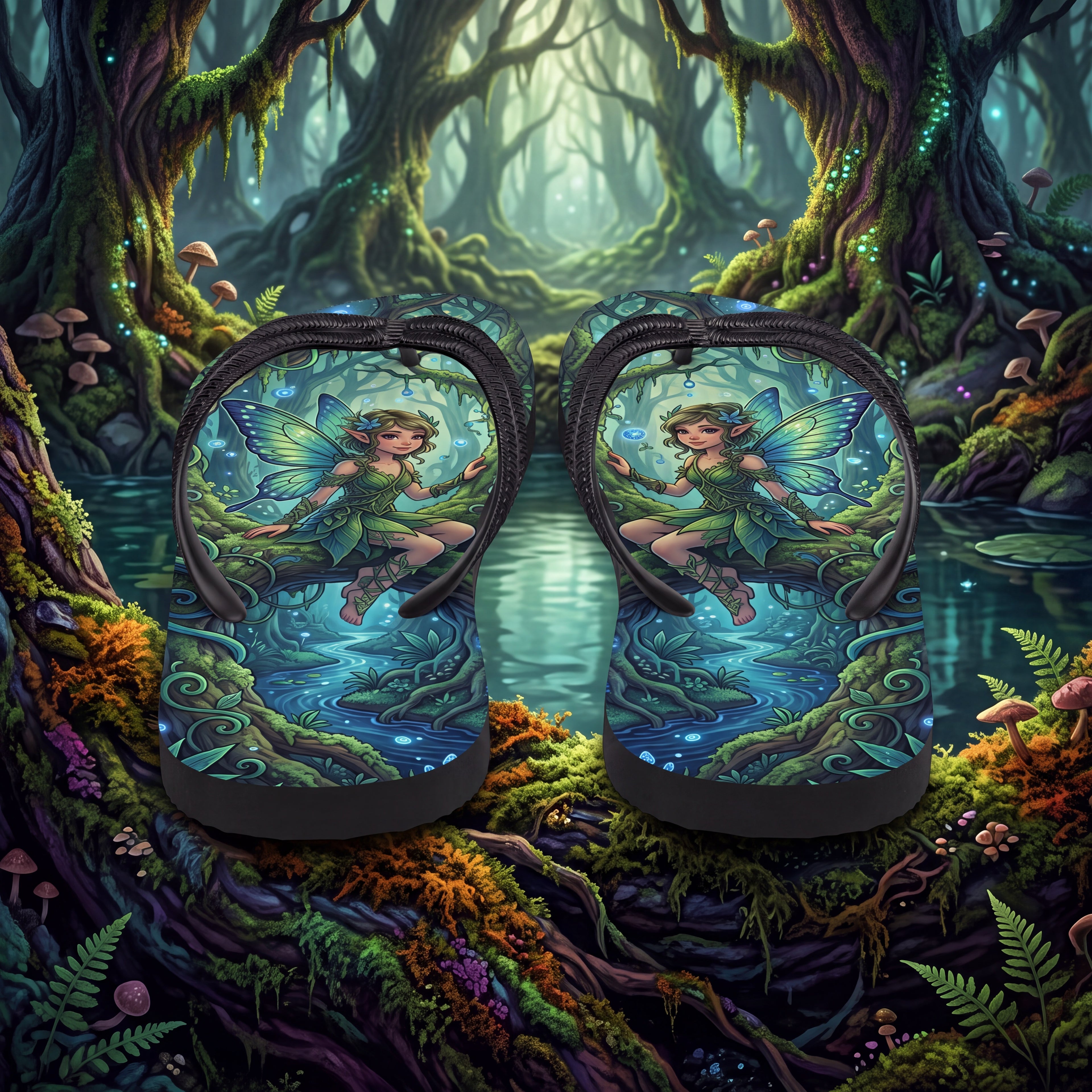 Magical Forest Flip Flops | Fairycore Enchanted Woodland Sandals