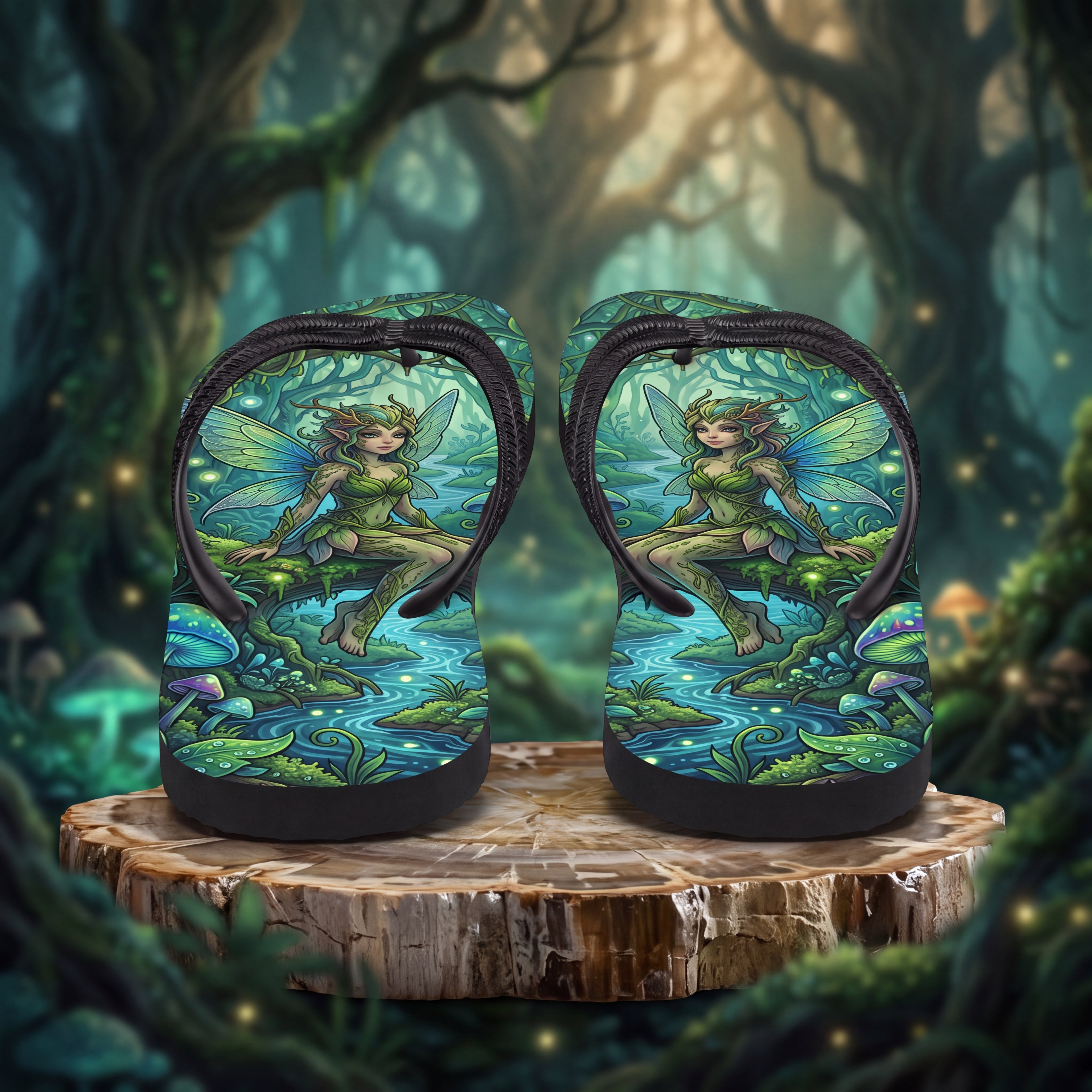 Fae Forest Flip Flops | Enchanted Fairycore Mushroom Woodland Sandals