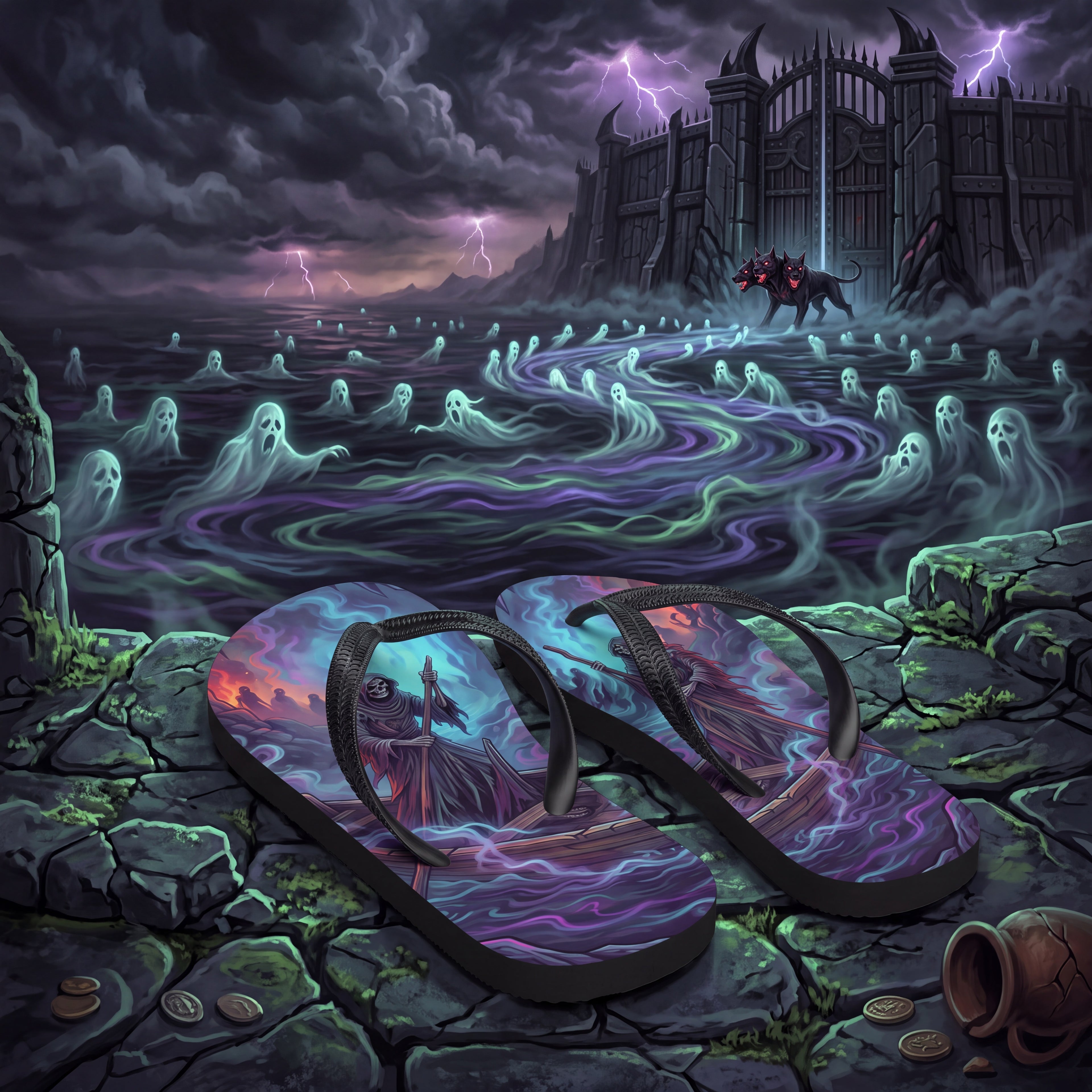 Charon Greek Mythology Flip Flops | River Styx Underworld Ferryman Sandals