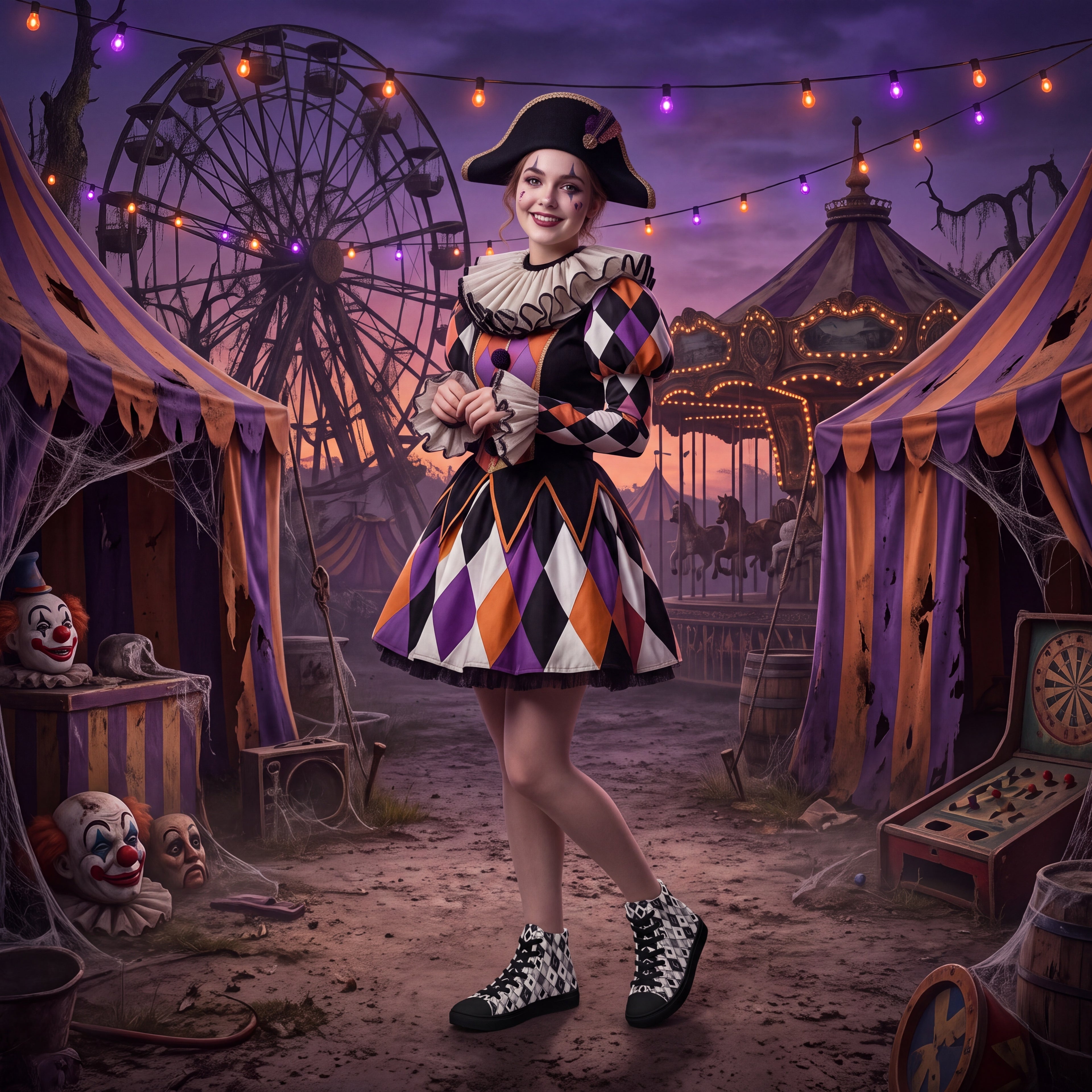 Gothic Carnival Shoes | Black & White Harlequin Sneakers