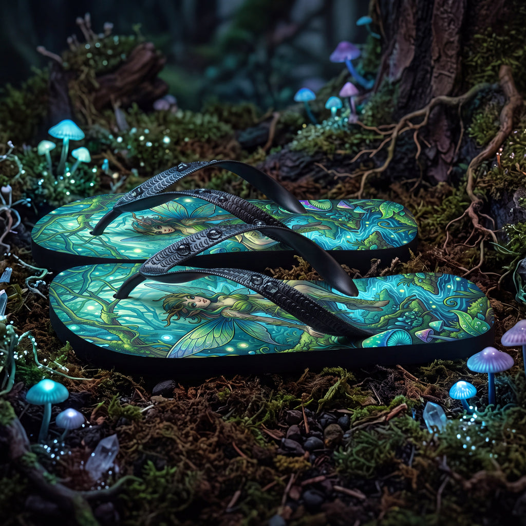 Fae Forest Flip Flops | Enchanted Fairycore Mushroom Woodland Sandals