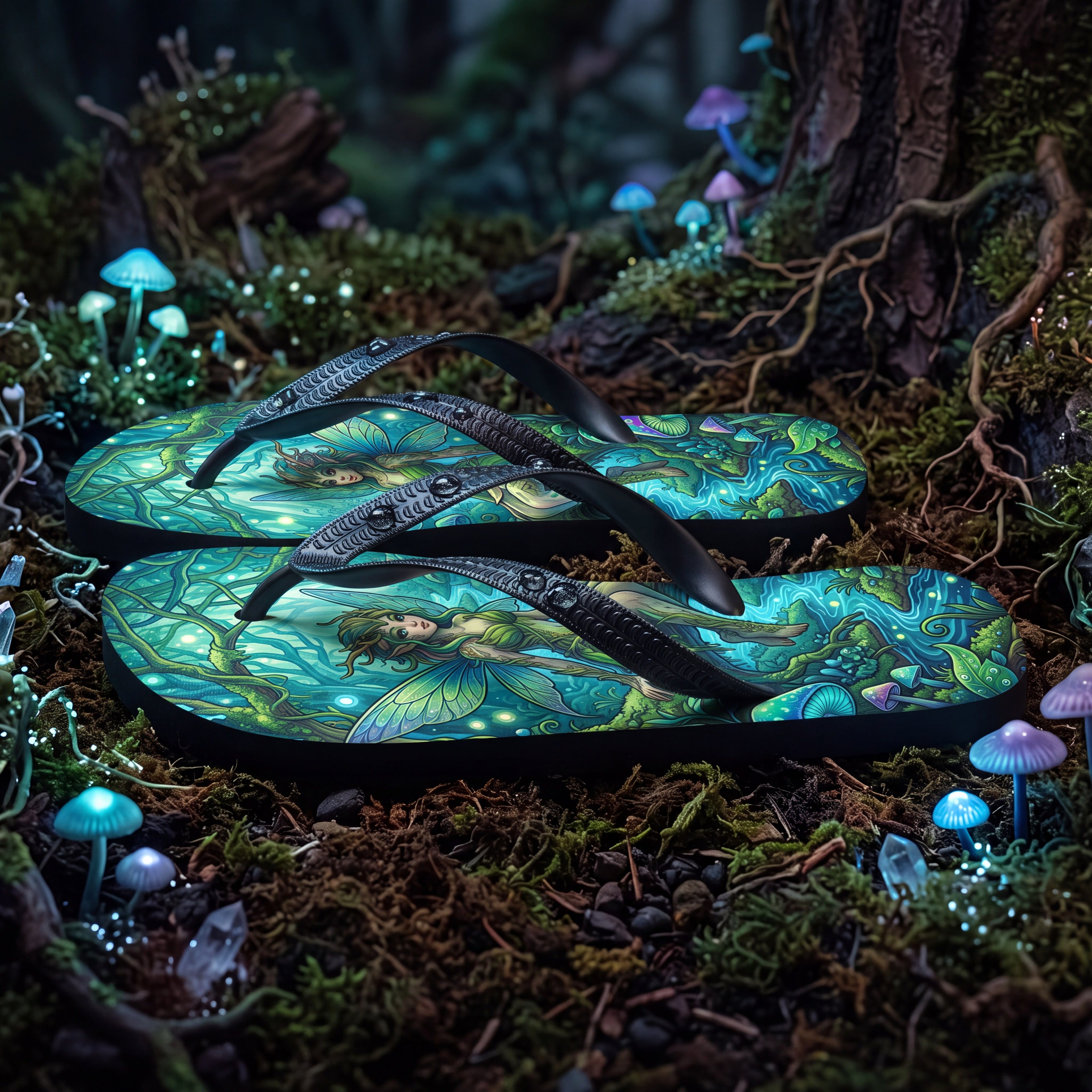 Fae Forest Flip Flops | Enchanted Fairycore Mushroom Woodland Sandals