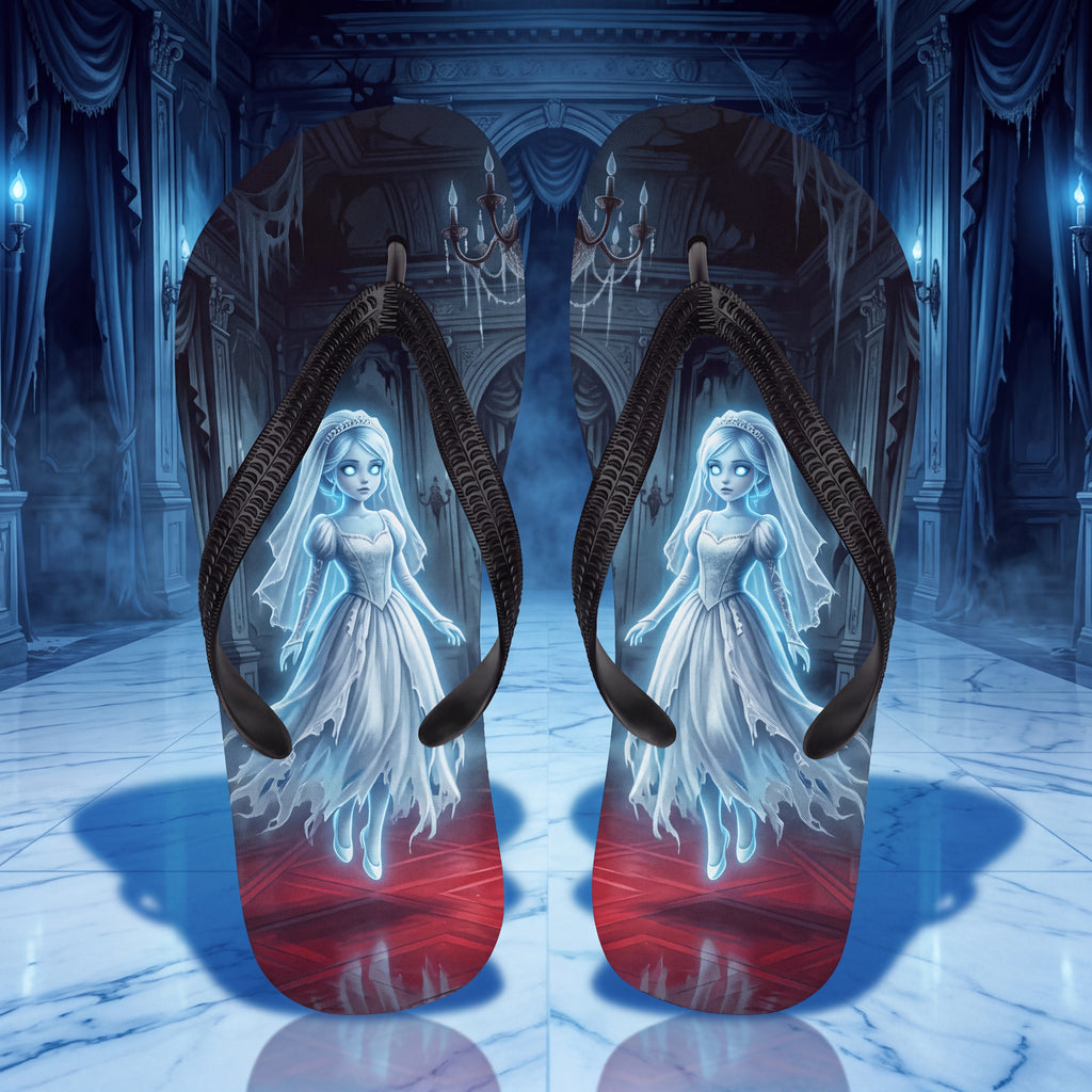 Ghost Bride Flip Flops | Haunted Ballroom Gothic Halloween Sandals