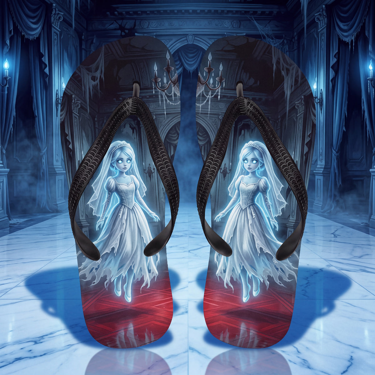 Ghost Bride Flip Flops | Haunted Ballroom Gothic Halloween Sandals