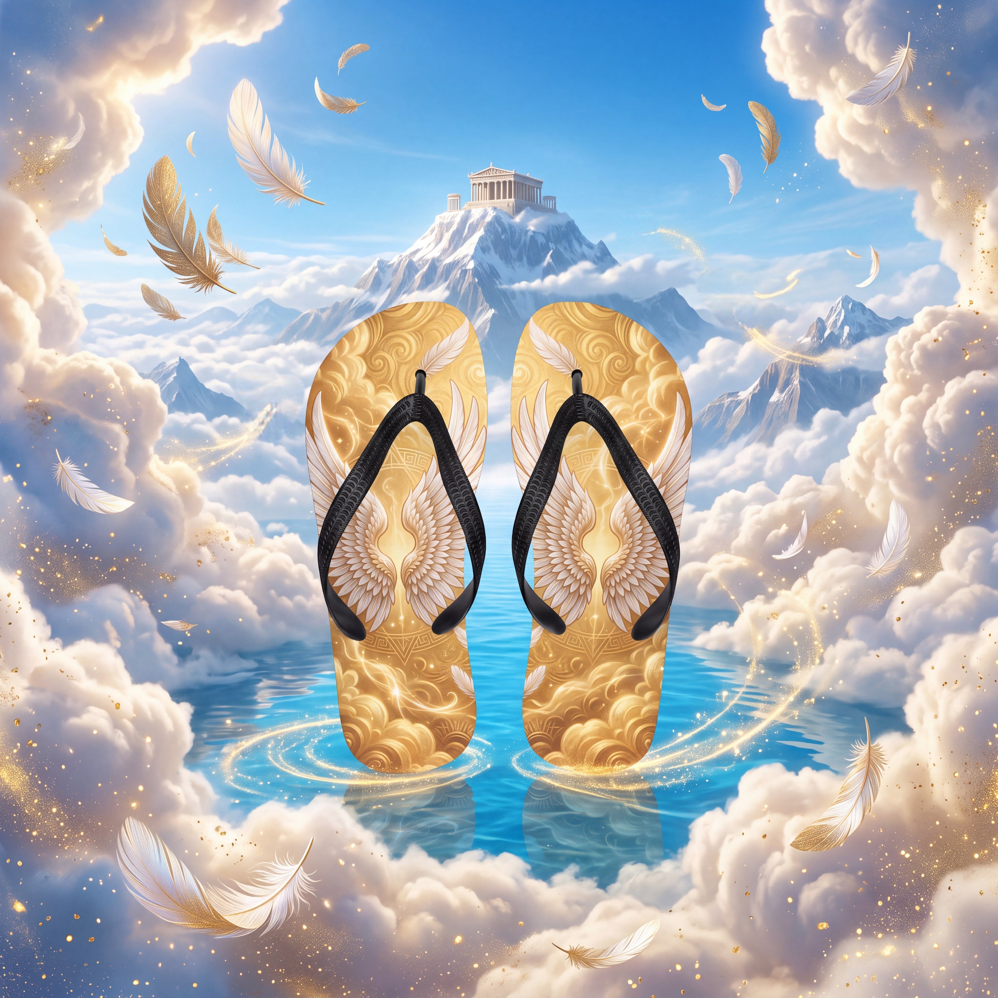 Mount Olympus Flip Flops | Golden Wing Greek Mythology Sandals