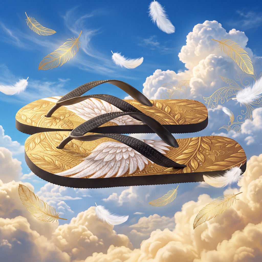 Greek Mythology Flip Flops | Gold Winged Messenger Sandals