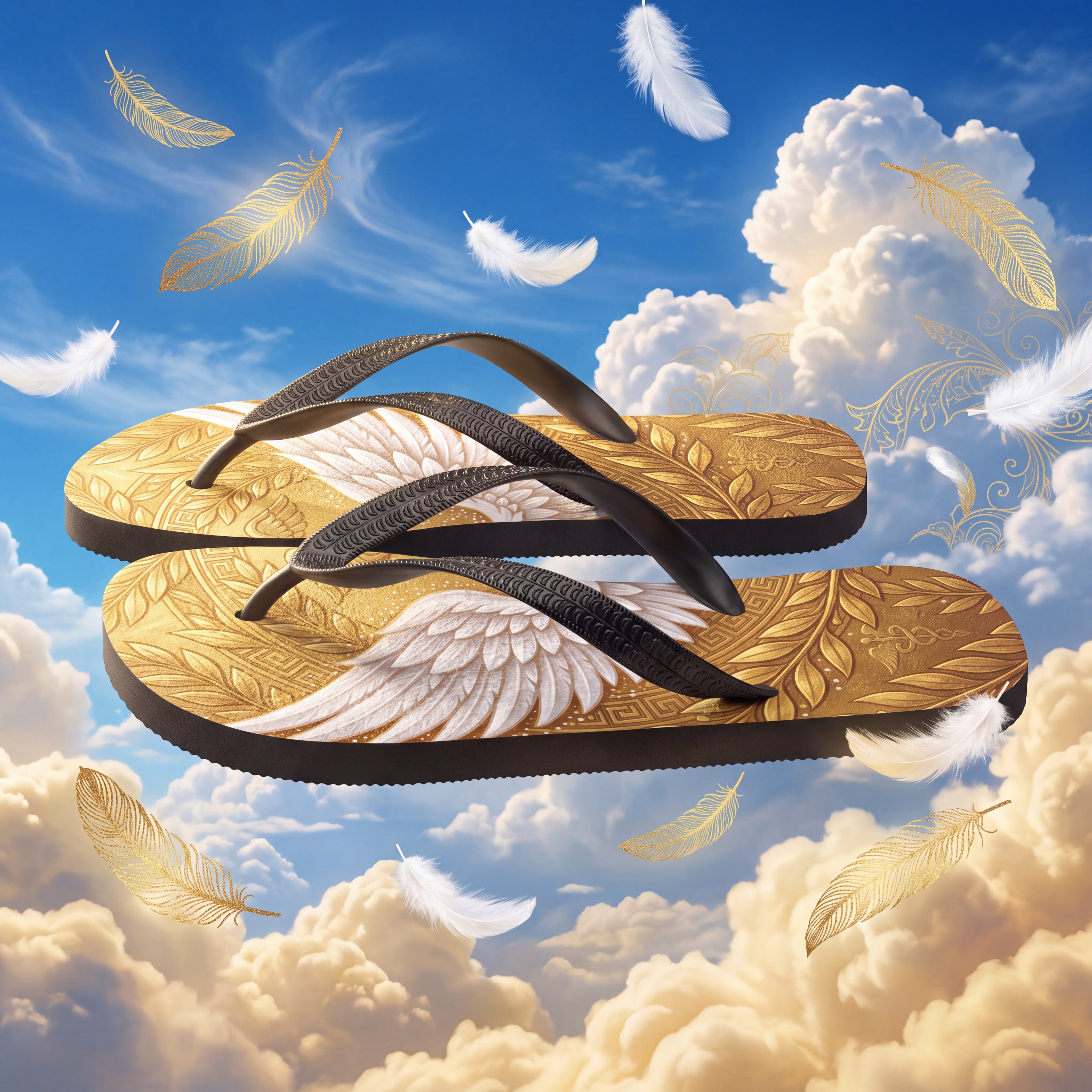 Greek Mythology Flip Flops | Gold Winged Messenger Sandals