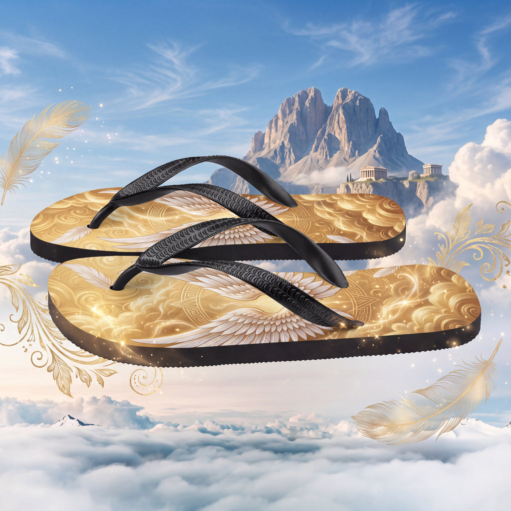Mount Olympus Flip Flops | Golden Wing Greek Mythology Sandals