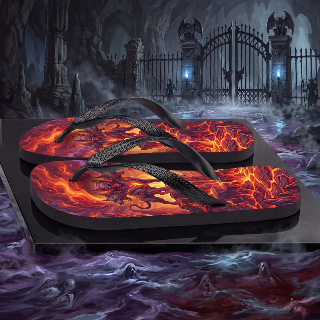 Cerberus Greek Mythology Flip Flops | Three-Headed Underworld Hound Sandals