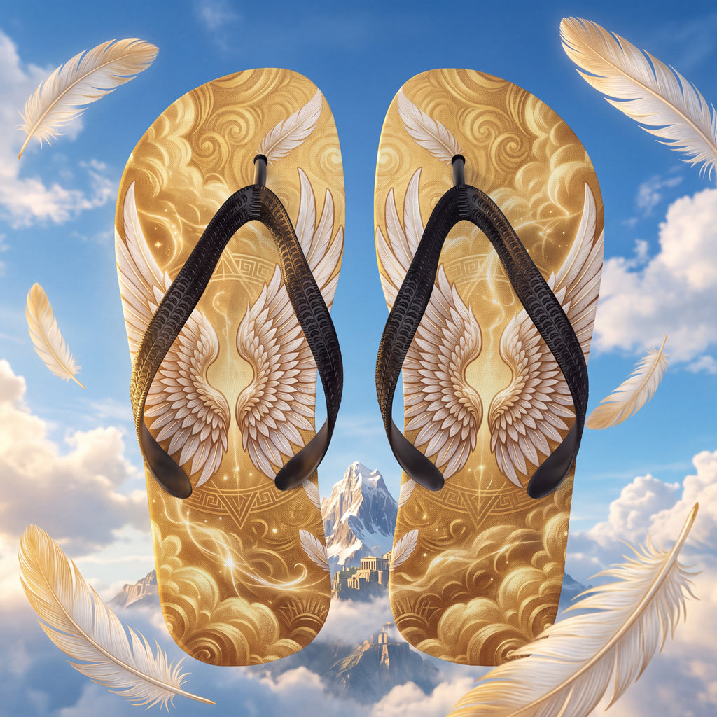 Mount Olympus Flip Flops | Golden Wing Greek Mythology Sandals