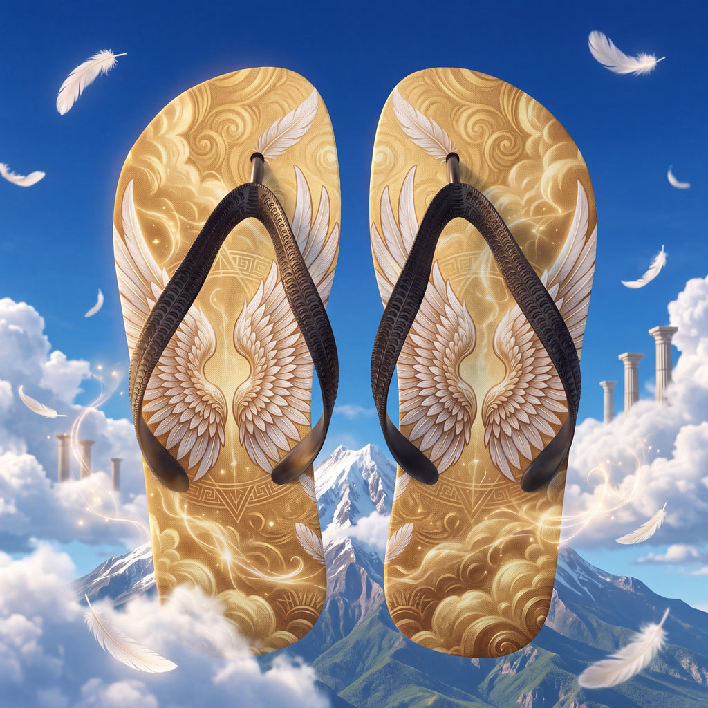 Mount Olympus Flip Flops | Golden Wing Greek Mythology Sandals