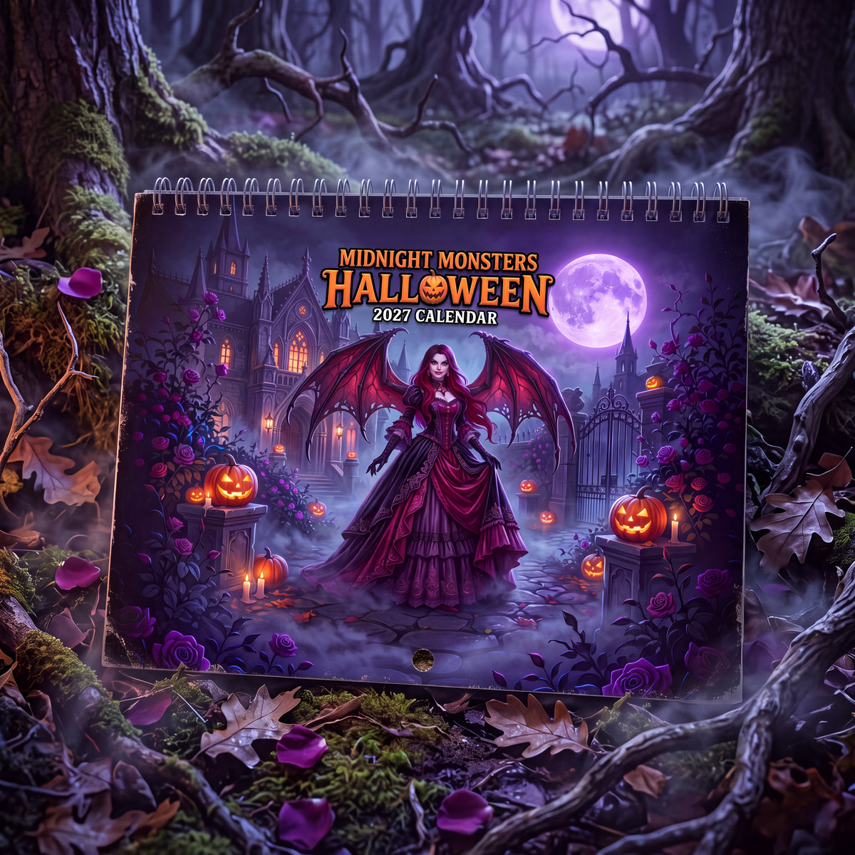 Midnight Monsters Halloween 2027 Wall Calendar – Gothic Fantasy Vampire, Witch, Werewolf & Spooky Monster Art