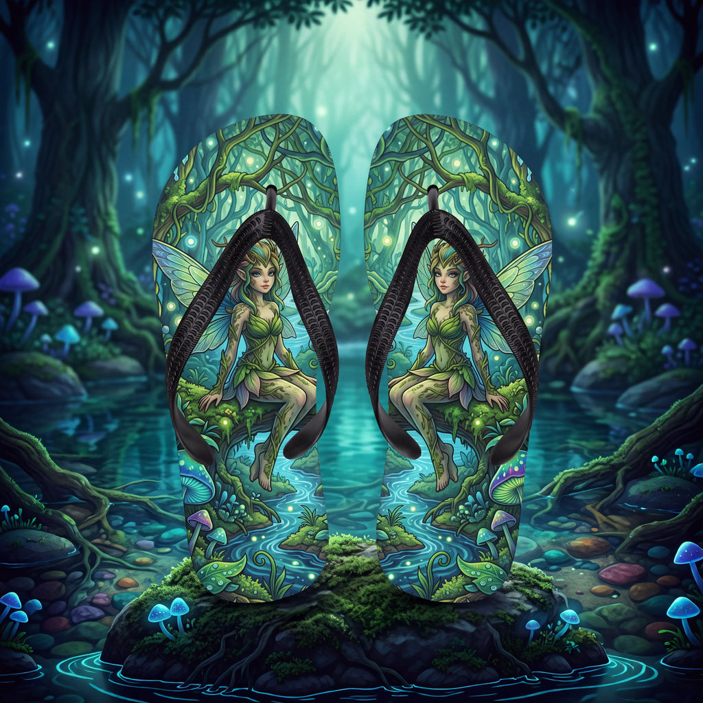 Fae Forest Flip Flops | Enchanted Fairycore Mushroom Woodland Sandals