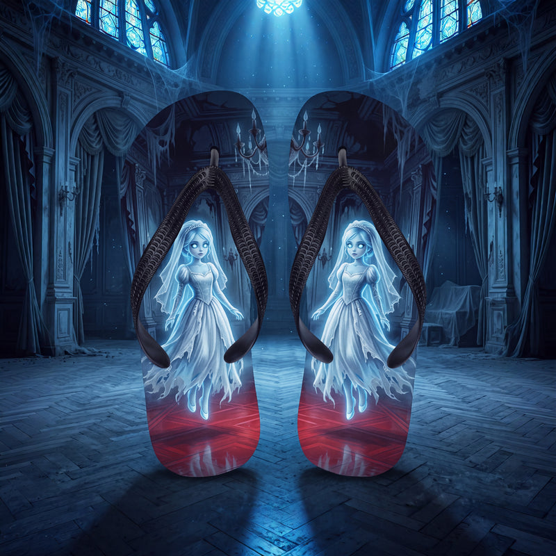 Ghost Bride Flip Flops | Haunted Ballroom Gothic Halloween Sandals
